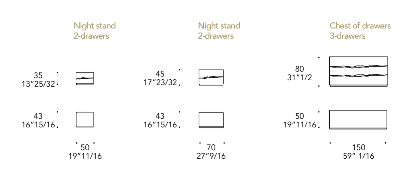 Impact Comò Dresser by Reflex, size drawing
