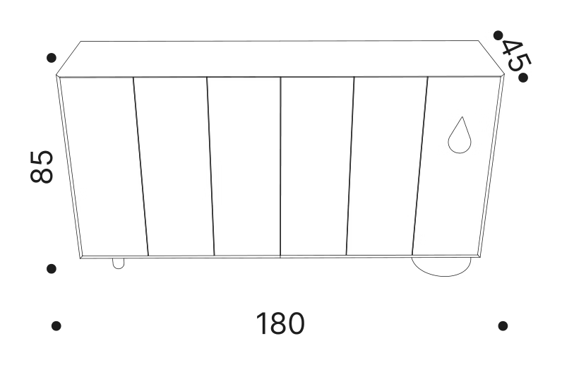 Freeze Me Sideboard by Driade, size drawing