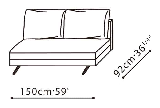 Wake Sofa by Camerich, size drawing: C01D0202