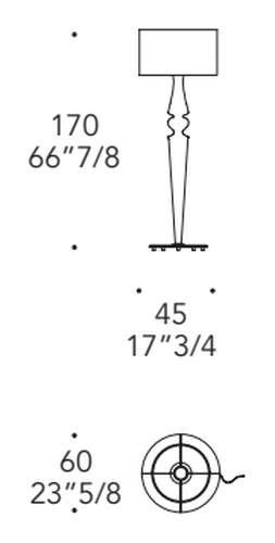 Gran Canal Piantana Floor Lamp by Reflex, size drawing