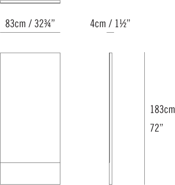 Lean Floor Mirror by Bensen, size drawing: Lean Wide