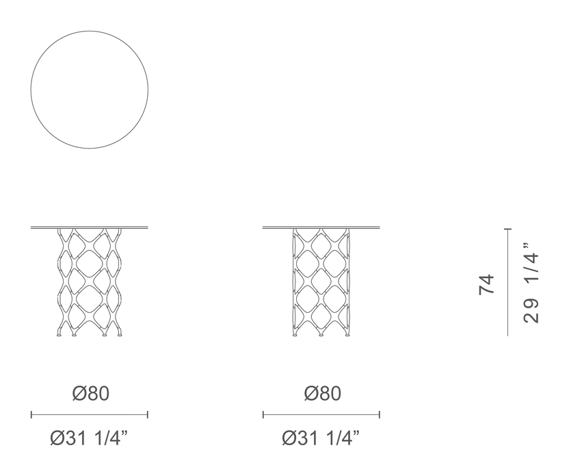 X Table System Lido by Cappellini, size drawing: XTS3