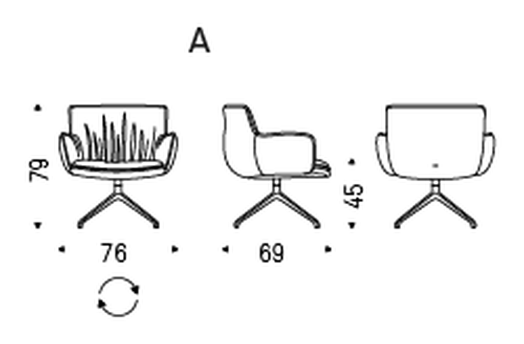 Rhonda Lounge Swivel Armchair by Cattelan Italia, size drawing 1