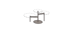 Tris Coffee Table by Ditre Italia, size drawing: Swivel coffee table structure
