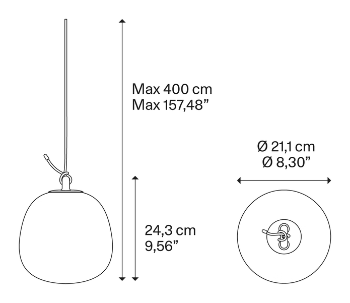 Oblò Cluster Pendant Lamp by Lodes, size drawing: Oblò small