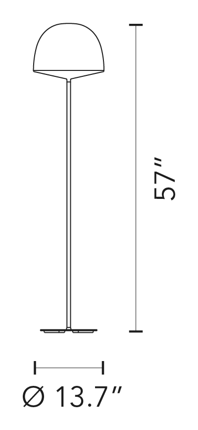 Cheshire Floor Lamp by Fontana Arte, size drawing