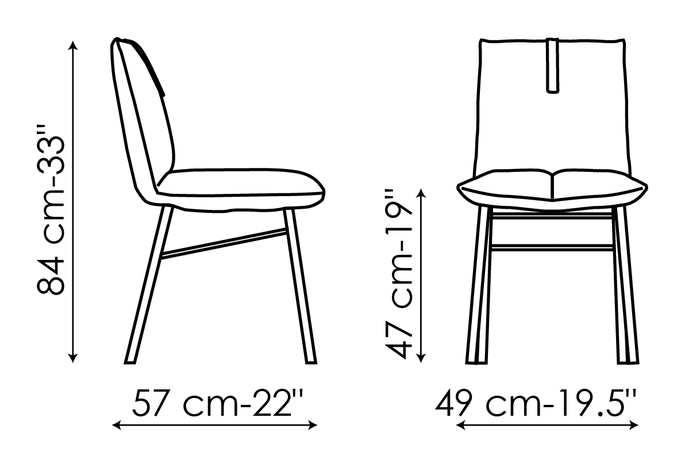 Pil Dining Chair by Bonaldo, size drawing: Pil