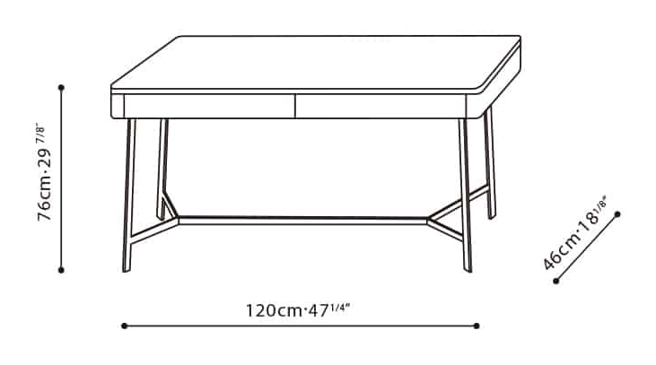 Witty Desk by Camerich, size drawing: C05H1101