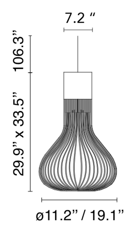 Chasen Pendant Lamp by Flos, size drawing