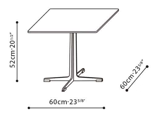 Vary Dining Table by Camerich, size drawing: C06D1402
