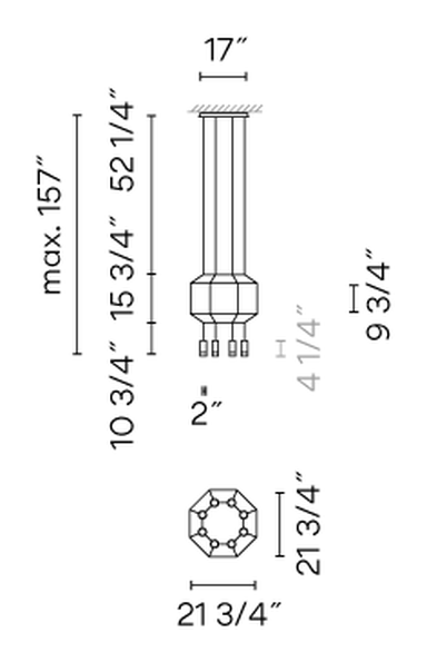 Wireflow Pendant Lamp by Vibia, size drawing: Model 0303