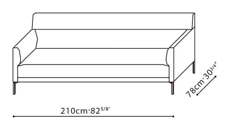 Amor-30 Sofa by Camerich, size drawing: C01F0103