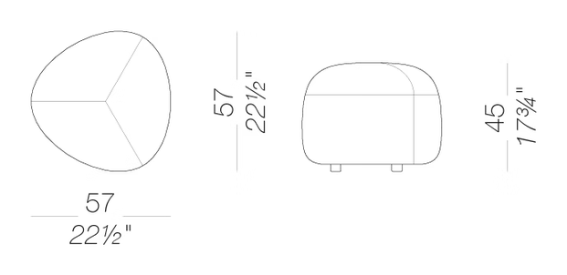Kipu D01 Ottoman by LaPalma, size drawing