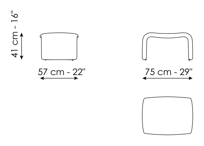 Avant-Garde Armchair by Bonaldo, size drawing: Avant-Garde pouf