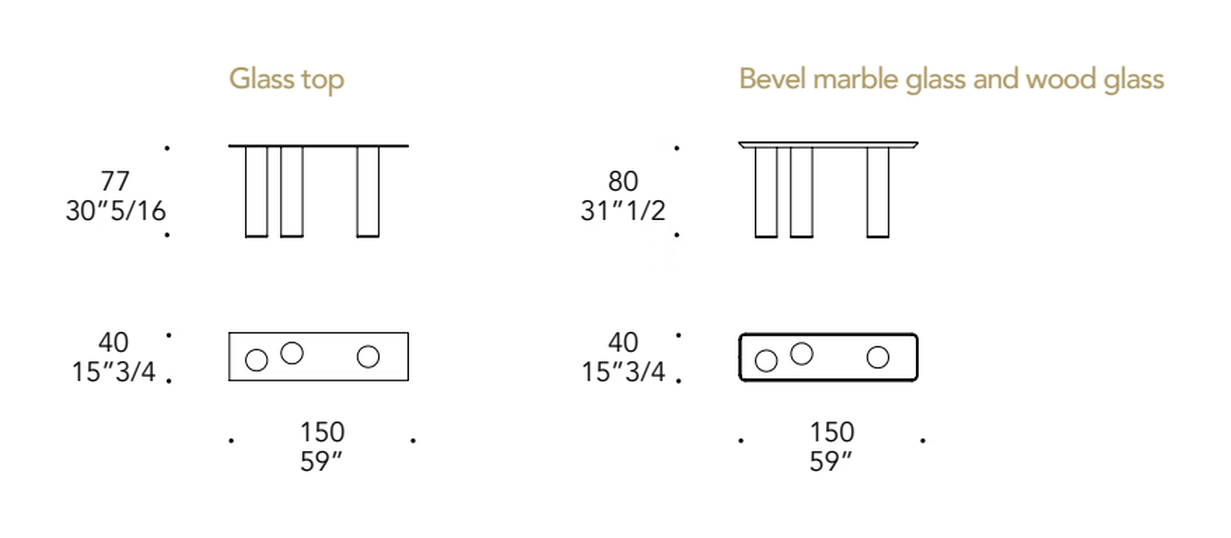 Signore degli Anelli Console by Reflex, size drawing