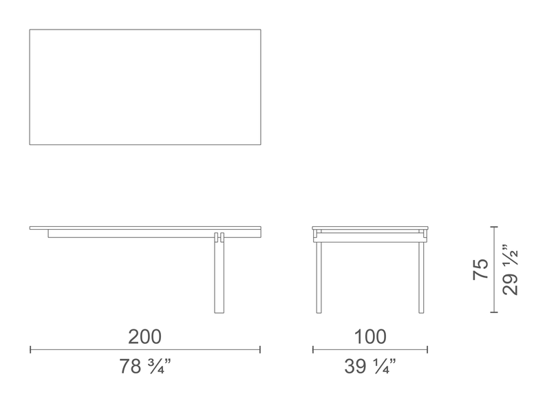 Mathare Table by Cappellini, size drawing: MTRC2