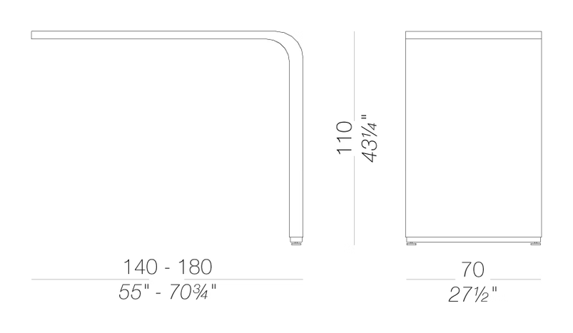 Brunch h110 Table by LaPalma, size drawing
