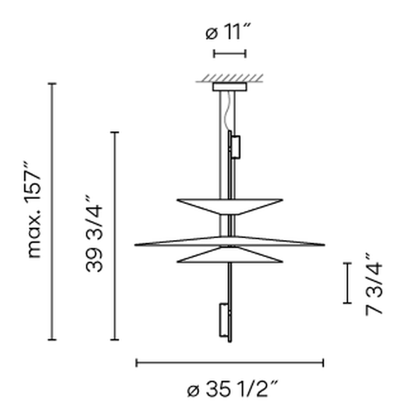 Flamingo Pendant Lamp by Vibia, size drawing: Model 1530