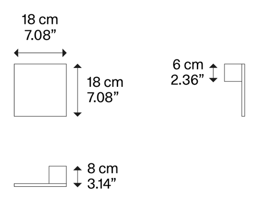 Puzzle Ceiling Lamp by Lodes, size drawing: Puzzle single square