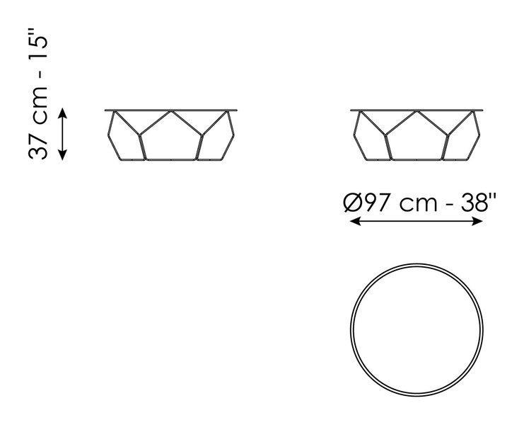 Arbor Coffee Table by Bonaldo, size drawing: Arbor 97