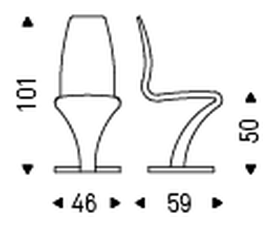 Betty Upholstered Chair by Cattelan Italia, size drawing