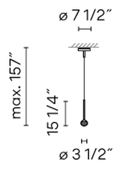 Algorithm Free Pendant Lamp by Vibia, size drawing