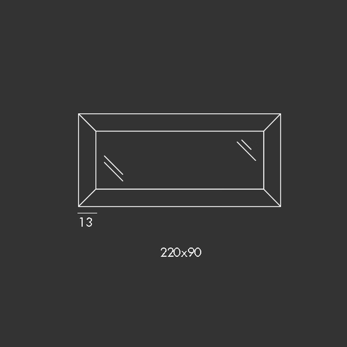 Denver Up Mirror by Sovet, size drawing: Rectangular