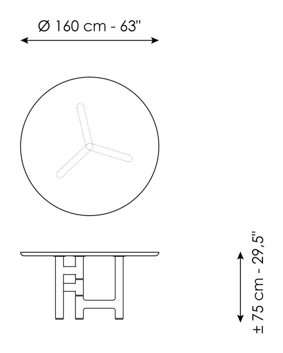 Pivot Dining Table by Bonaldo, size drawing 8