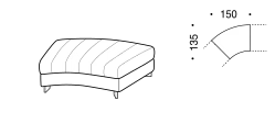 Luvon Sofa by Ditre Italia, size drawing: Central corner base