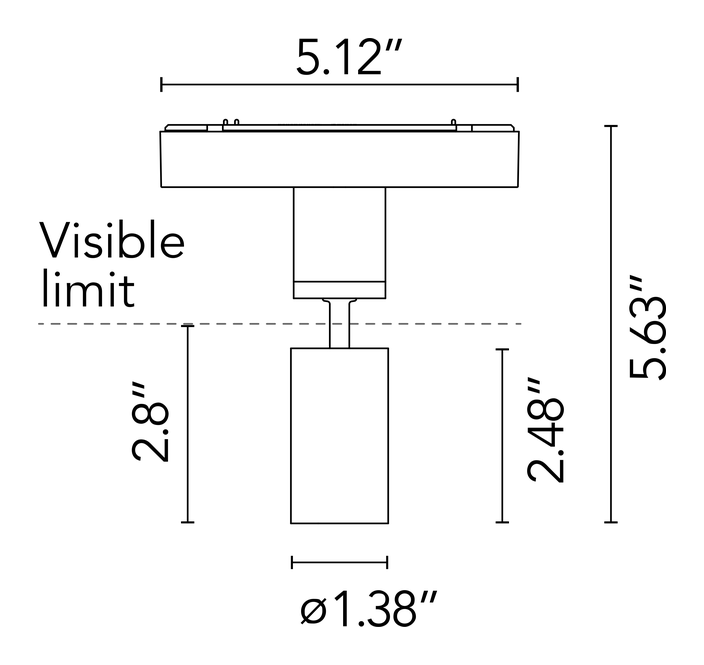 Light Shadow Spot 30 Module, Running Magnet by Flos, size drawing