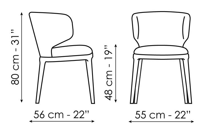 Joy Chair by Bonaldo, size drawing: Miss Joy