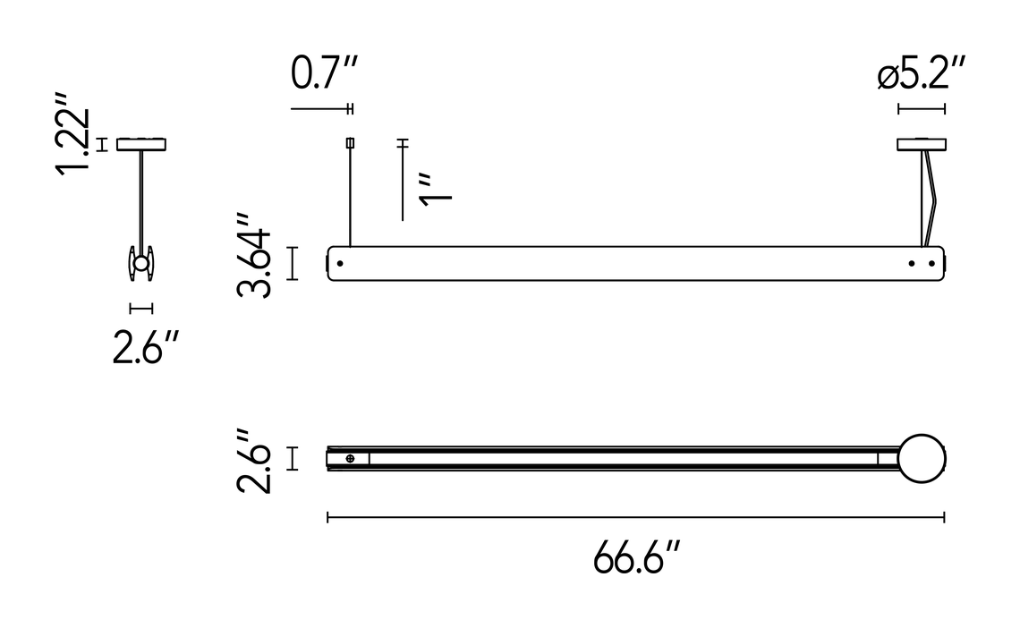Seki-Han Suspension Pendant Lamp by Flos, size drawing