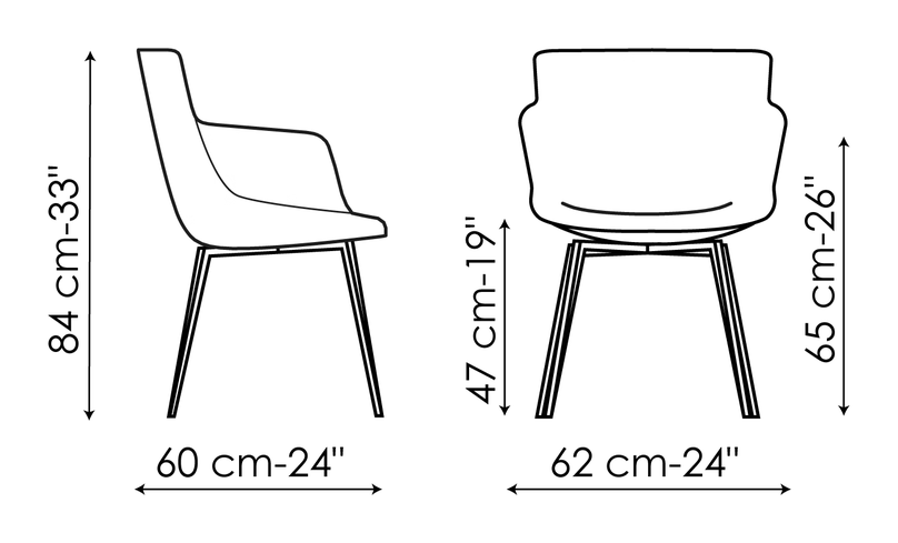 Artika Chair by Bonaldo, size drawing: Miss Artika