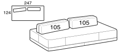 Sanders Sofa by Ditre Italia, size drawing: Rectangular composition 247