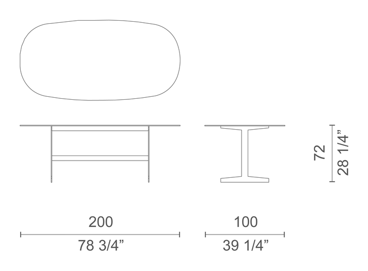 Simplon Table by Cappellini, size drawing: S8_T2