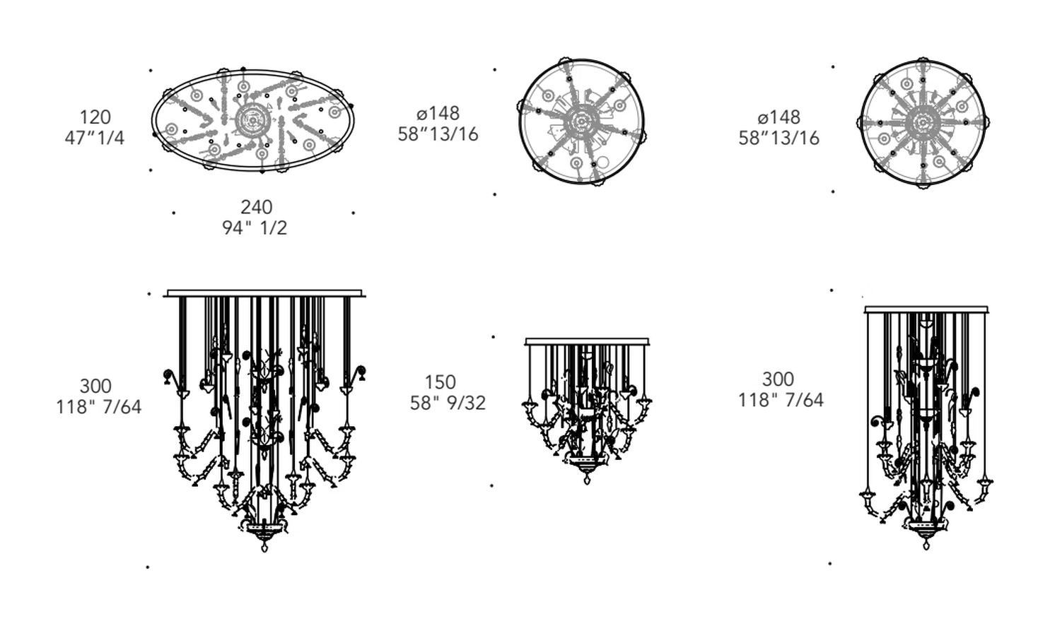 Molecolare Pendant Lamp by Reflex, size drawing