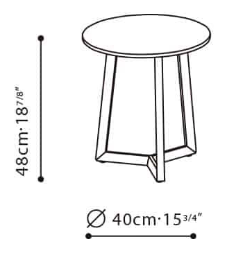 Teri Side Table by Camerich, size drawing: C06F0401