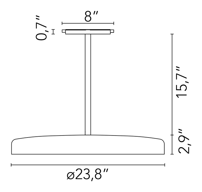 Infra-Structure Suspension Panel Ø600 by Flos, size drawing: Suspension Panel 600 Rod 400 mm
