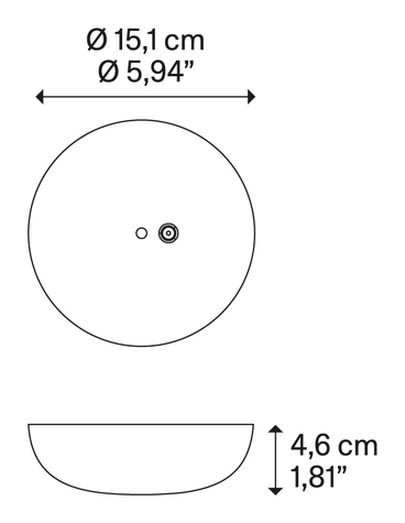 Non Random Pendant Lamp by Lodes, size drawing: Single Dome Low Voltage 7W