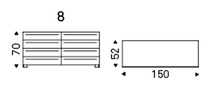 Dyno Dresser by Cattelan Italia, size drawing