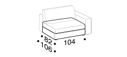 Urban 2.0 Sofa by Ditre Italia, size drawing: 1-seat maxi base element