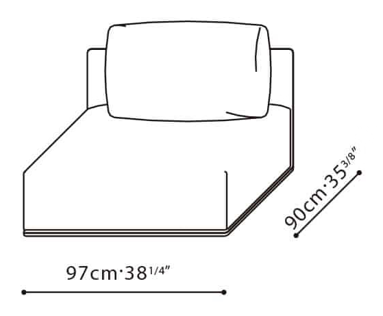 Elan-35 Sofa by Camerich, size drawing: C01F0203