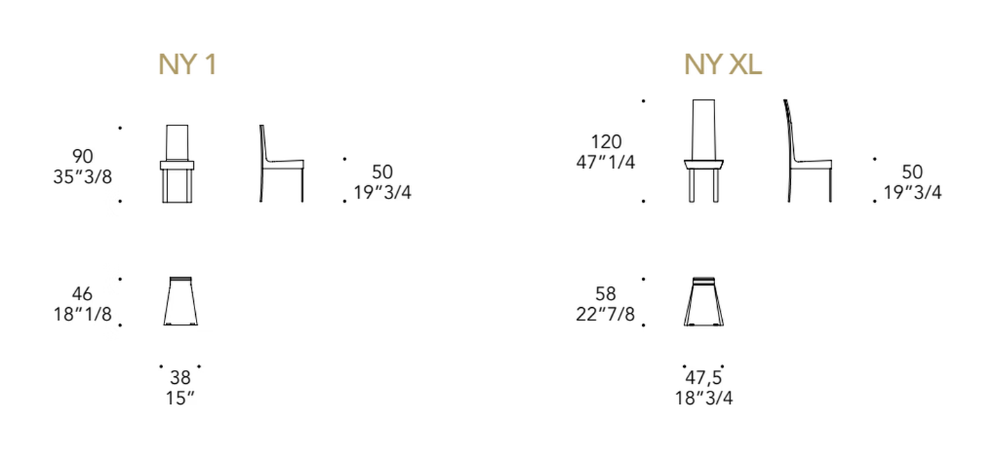 New York 1 Dining Chair by Reflex, size drawing