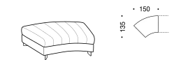 Luvon Sofa by Ditre Italia, size drawing: Corner end base