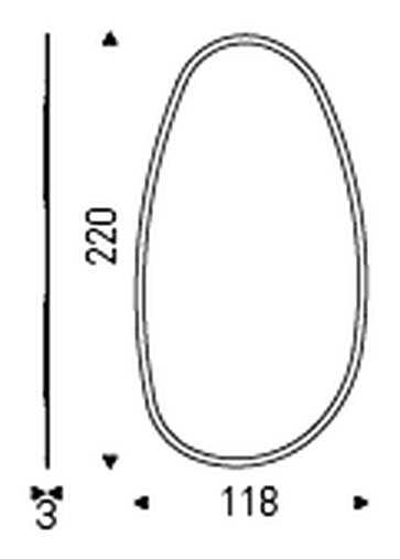 Hawaii Magnum Wall Mirror by Cattelan Italia, size drawing 2