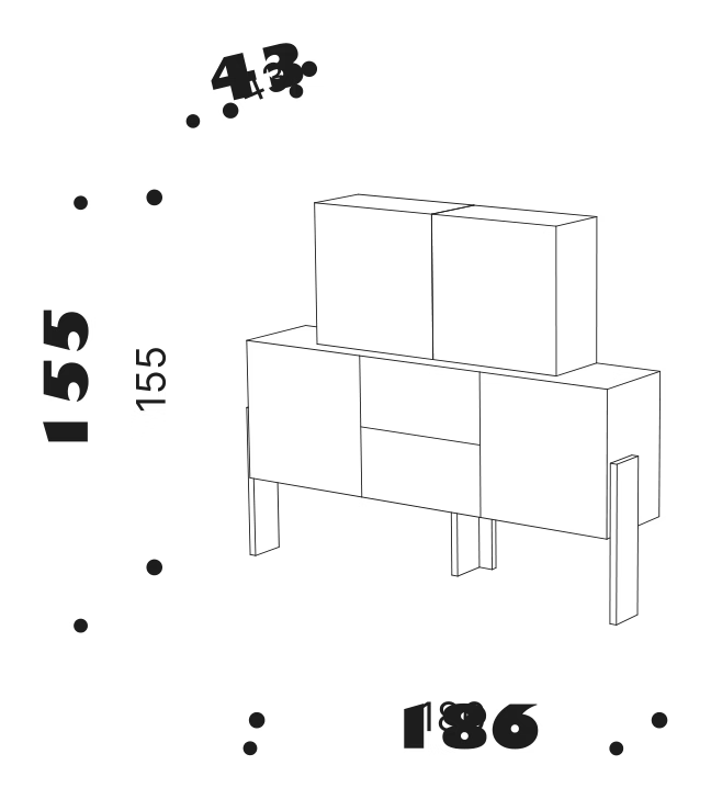 Ziqqurat Cabinet, Two Elements by Driade, size drawing