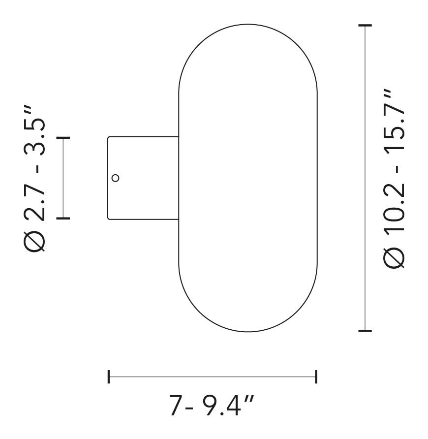 Fontanella Wall Lamp by Fontana Arte, size drawing