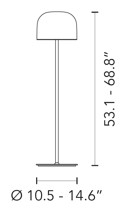 Equatore Floor Lamp by Fontana Arte, size drawing