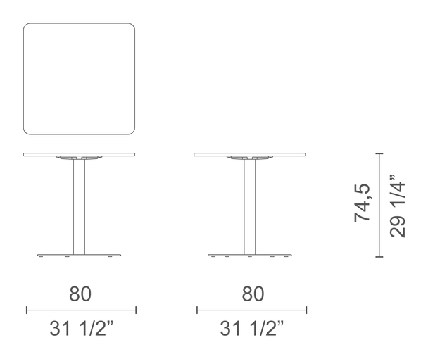 Break Lido Table by Cappellini, size drawing: BEO1A