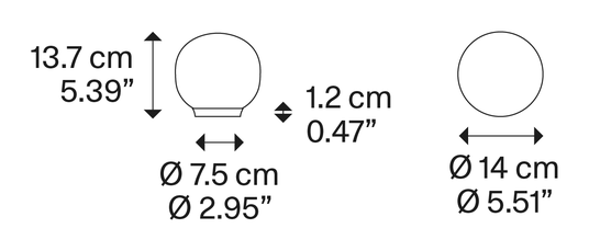 Volum Table Lamp by Lodes, size drawing: Volum 14
